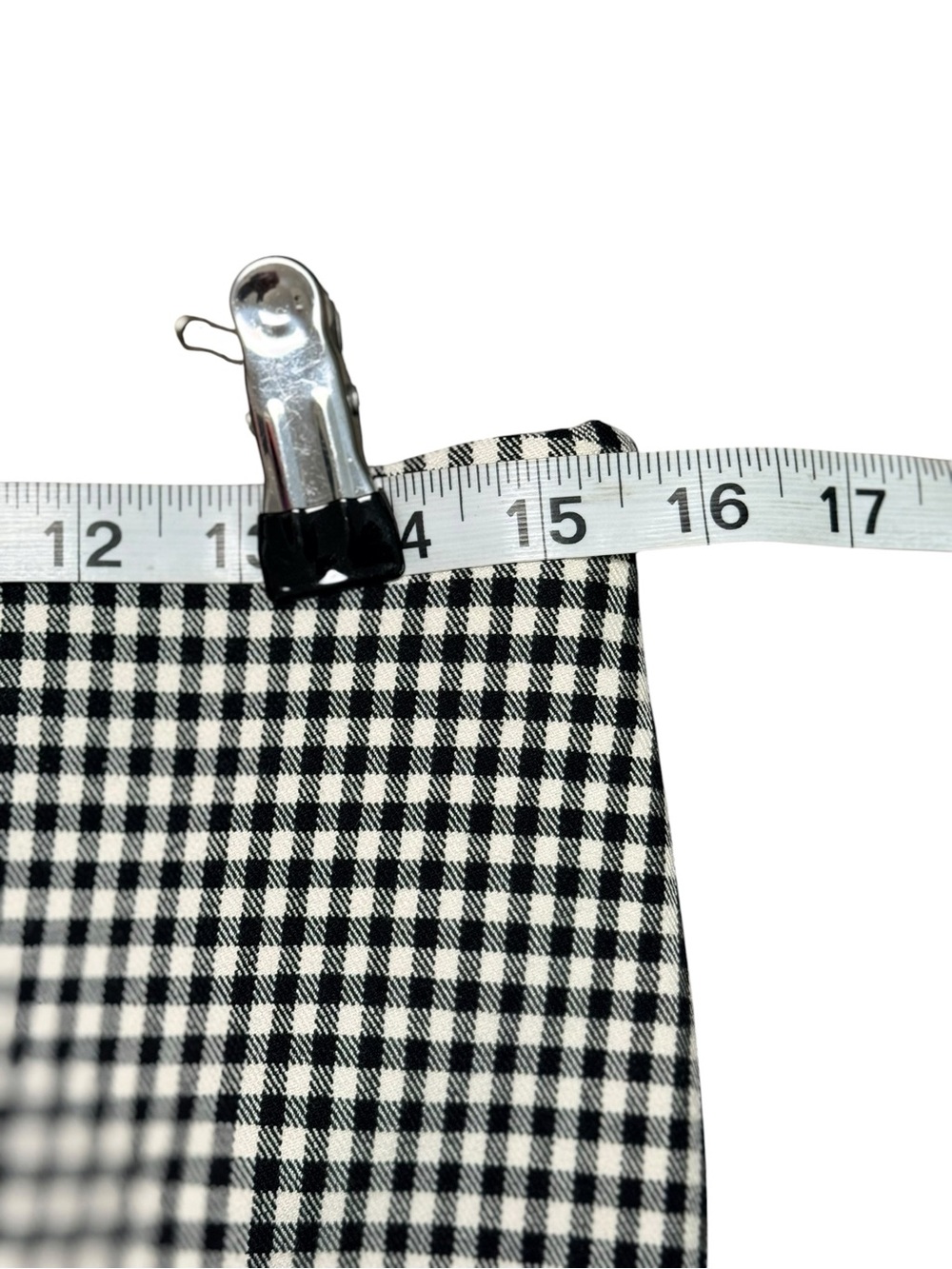 H&M Black White Gingham Pull On Ankle Pants Stretch Size 12 - Picture 11 of 13